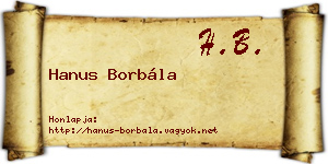 Hanus Borbála névjegykártya